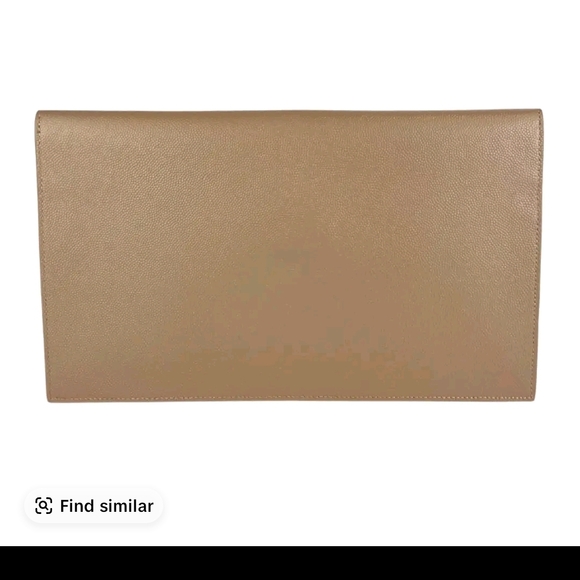 Yves Saint Laurent Beige Clutch with Gold Logo - Picture 3 of 4